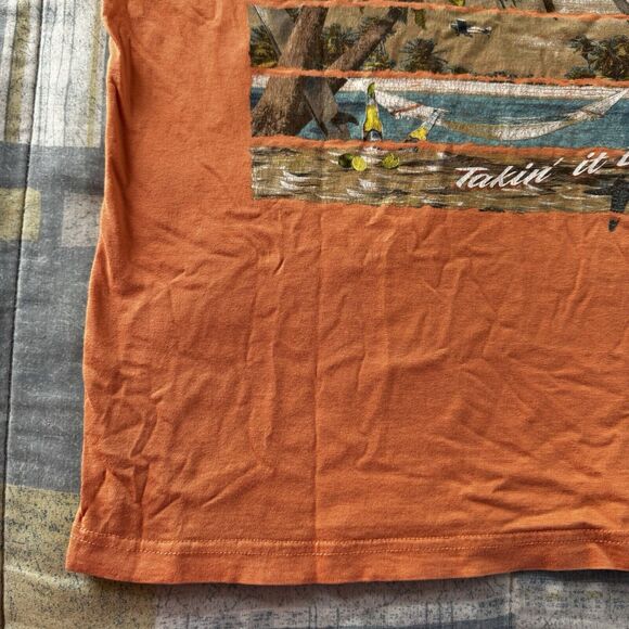 No Bad Days Orange Retro Positive Vibes Island Graphic Short Sleeve Men's Sz S - Picture 12 of 16
